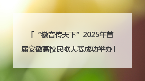 “徽音传天下”2025年首届安徽高校民歌大赛成功举办