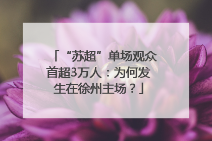 “苏超”单场观众首超3万人：为何发生在徐州主场？