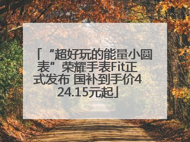 “超好玩的能量小圆表”荣耀手表Fit正式发布 国补到手价424.15元起