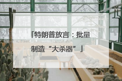 特朗普放言：批量制造“大杀器”
