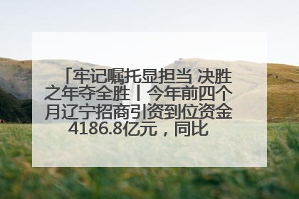 牢记嘱托显担当 决胜之年夺全胜丨今年前四个月辽宁招商引资到位资金4186.8亿元，同比增长17.4%
