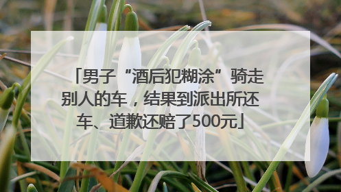 男子“酒后犯糊涂”骑走别人的车，结果到派出所还车、道歉还赔了500元