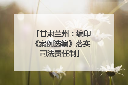 甘肃兰州：编印《案例选编》落实司法责任制