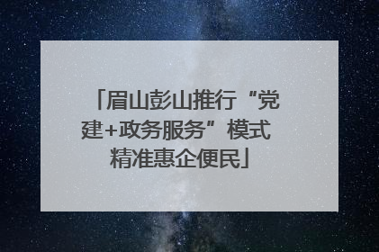 眉山彭山推行“党建+政务服务”模式 精准惠企便民