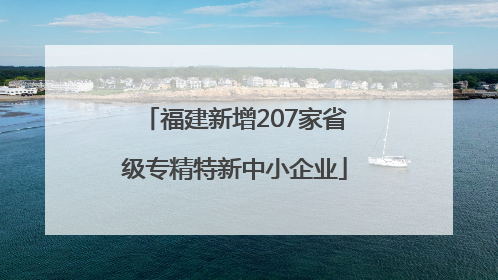 福建新增207家省级专精特新中小企业