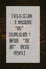 科左后旗：土地流转 “转” 出黄金路！解锁 “双薪” 致富密码