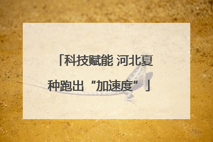 科技赋能 河北夏种跑出“加速度”