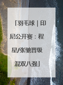 羽毛球｜印尼公开赛：程星/张驰晋级混双八强