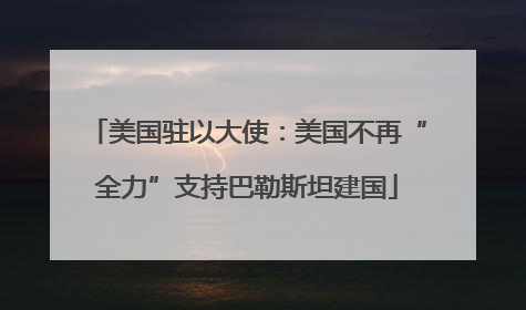 美国驻以大使：美国不再“全力”支持巴勒斯坦建国