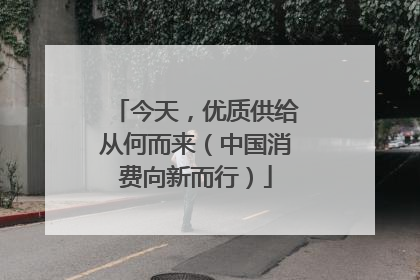 今天，优质供给从何而来（中国消费向新而行）