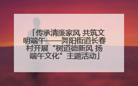传承清廉家风 共筑文明端午——舞阳街道长春村开展“树道德新风 扬端午文化”主题活动