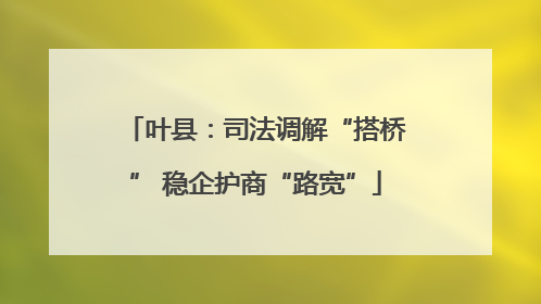 叶县：司法调解“搭桥” 稳企护商“路宽”