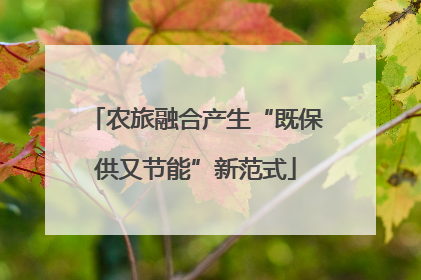 农旅融合产生“既保供又节能”新范式