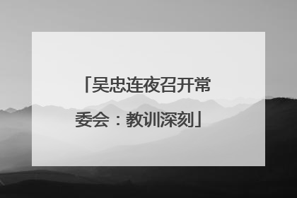 吴忠连夜召开常委会：教训深刻