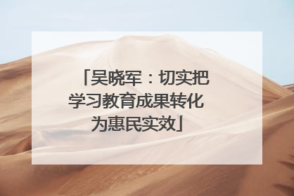 吴晓军：切实把学习教育成果转化为惠民实效