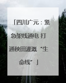 四川广元：紧急架线通电 打通秧田灌溉“生命线”