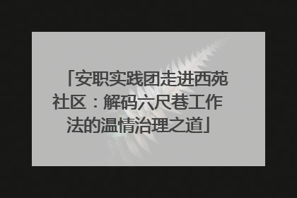 安职实践团走进西苑社区：解码六尺巷工作法的温情治理之道