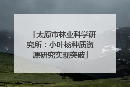 太原市林业科学研究所：小叶杨种质资源研究实现突破