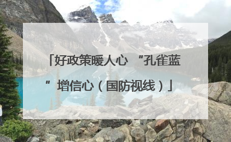 好政策暖人心 “孔雀蓝”增信心（国防视线）
