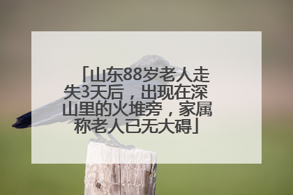 山东88岁老人走失3天后，出现在深山里的火堆旁，家属称老人已无大碍