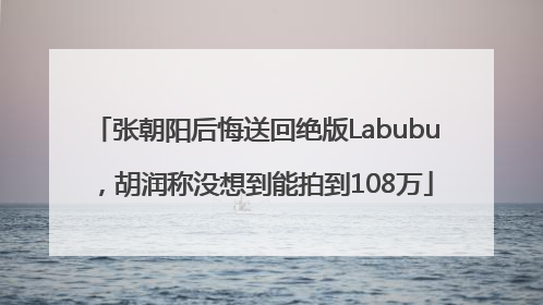 张朝阳后悔送回绝版Labubu，胡润称没想到能拍到108万