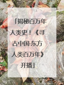 揭秘百万年人类史！《寻古中国·东方人类百万年》开播