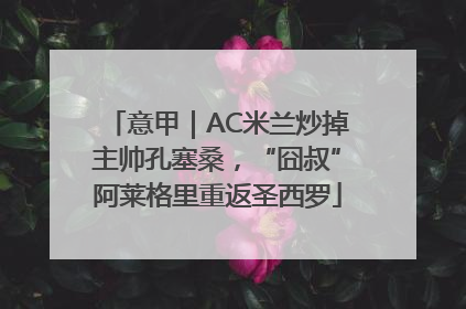 意甲｜AC米兰炒掉主帅孔塞桑，“囧叔”阿莱格里重返圣西罗