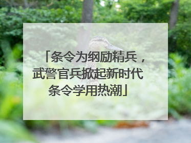 条令为纲励精兵，武警官兵掀起新时代条令学用热潮
