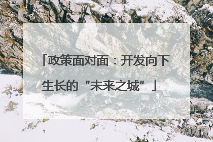 政策面对面：开发向下生长的“未来之城”