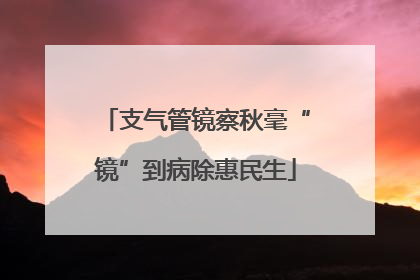 支气管镜察秋毫“镜”到病除惠民生