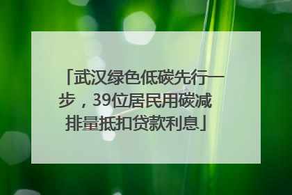 武汉绿色低碳先行一步，39位居民用碳减排量抵扣贷款利息