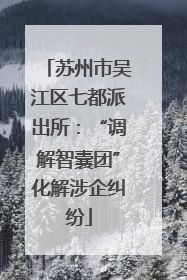 苏州市吴江区七都派出所：“调解智囊团”化解涉企纠纷