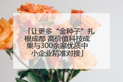 让更多“金种子”扎根成都 高价值科技成果与300余家优质中小企业精准对接
