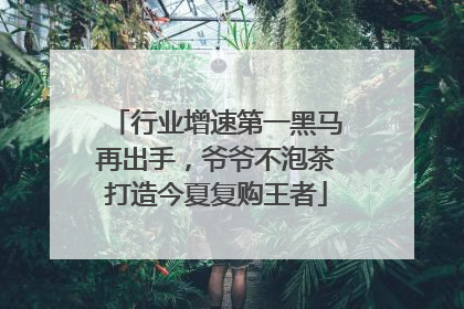 行业增速第一黑马再出手，爷爷不泡茶打造今夏复购王者