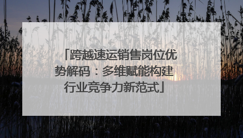 跨越速运销售岗位优势解码：多维赋能构建行业竞争力新范式