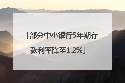 部分中小银行5年期存款利率降至1.2%