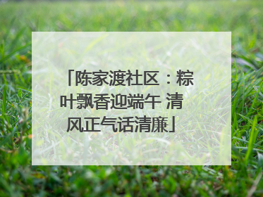陈家渡社区：粽叶飘香迎端午 清风正气话清廉