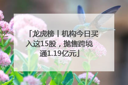 龙虎榜丨机构今日买入这15股，抛售跨境通1.19亿元