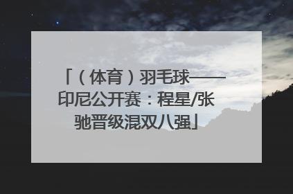 （体育）羽毛球——印尼公开赛：程星/张驰晋级混双八强
