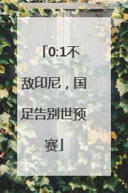 0:1不敌印尼，国足告别世预赛