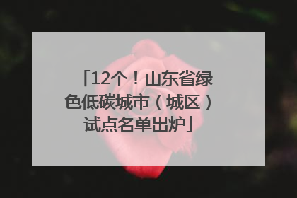 12个！山东省绿色低碳城市（城区）试点名单出炉