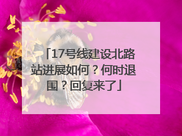 17号线建设北路站进展如何？何时退围？回复来了